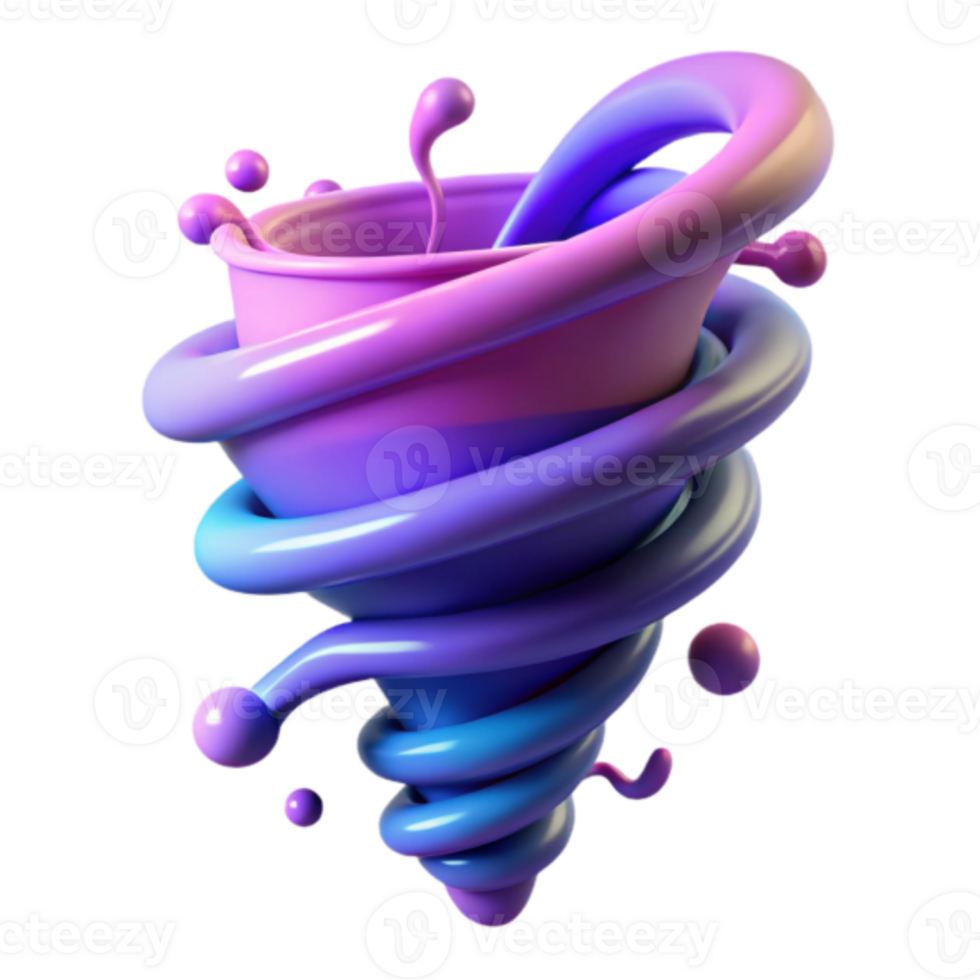 Abstract Render of a Swirling Purple and Blue Liquid Tornado png