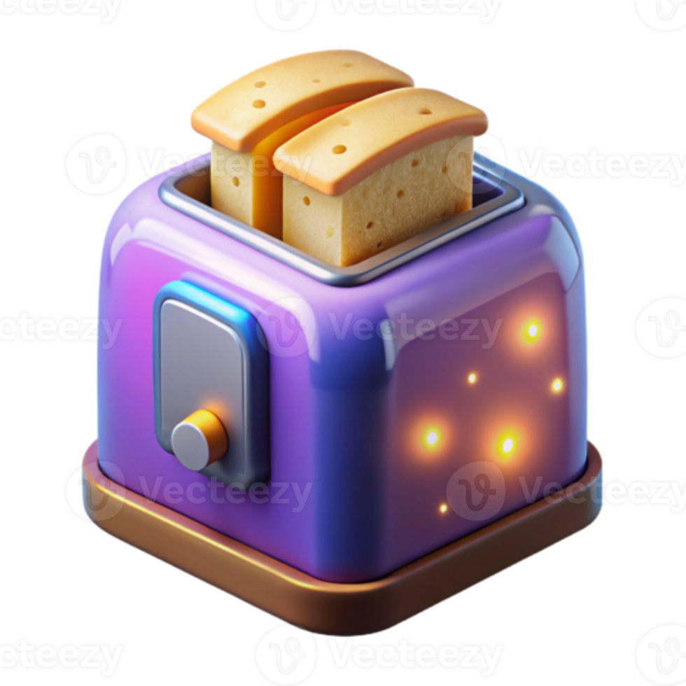 Purple Toaster Render Illustration Two Slices of Bread Toasting png