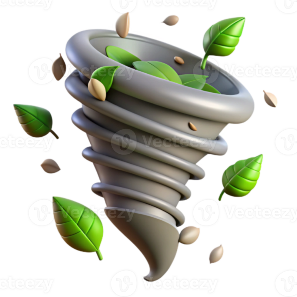 Whirlwind of Green Leaves and Seeds Illustration png