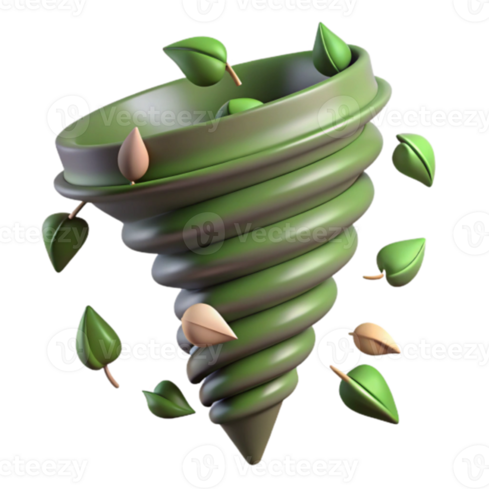 Whirlwind of Green Leaves Illustration png
