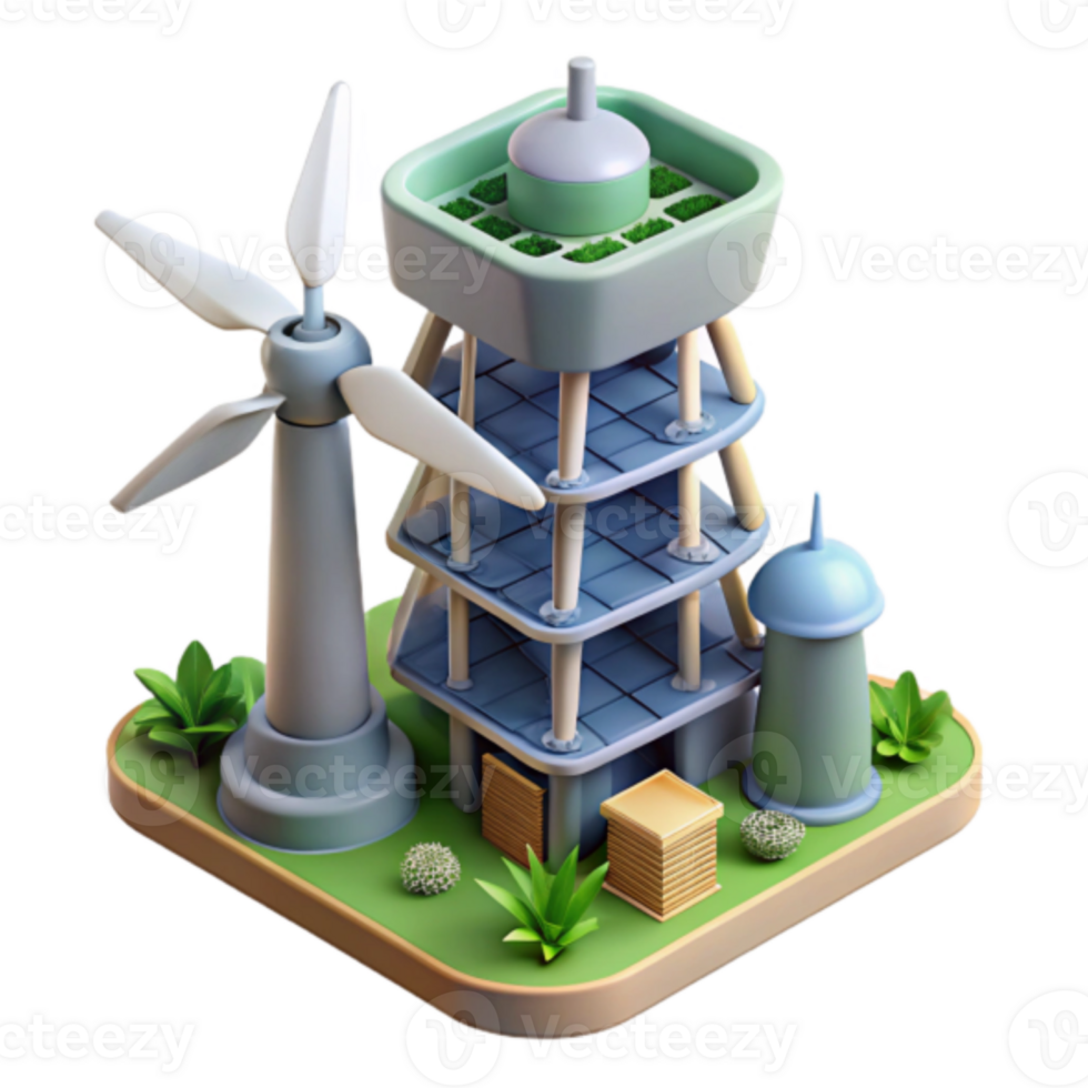 Eco-Friendly Tower Illustration Windmill Sustainable Energy Green Technology png