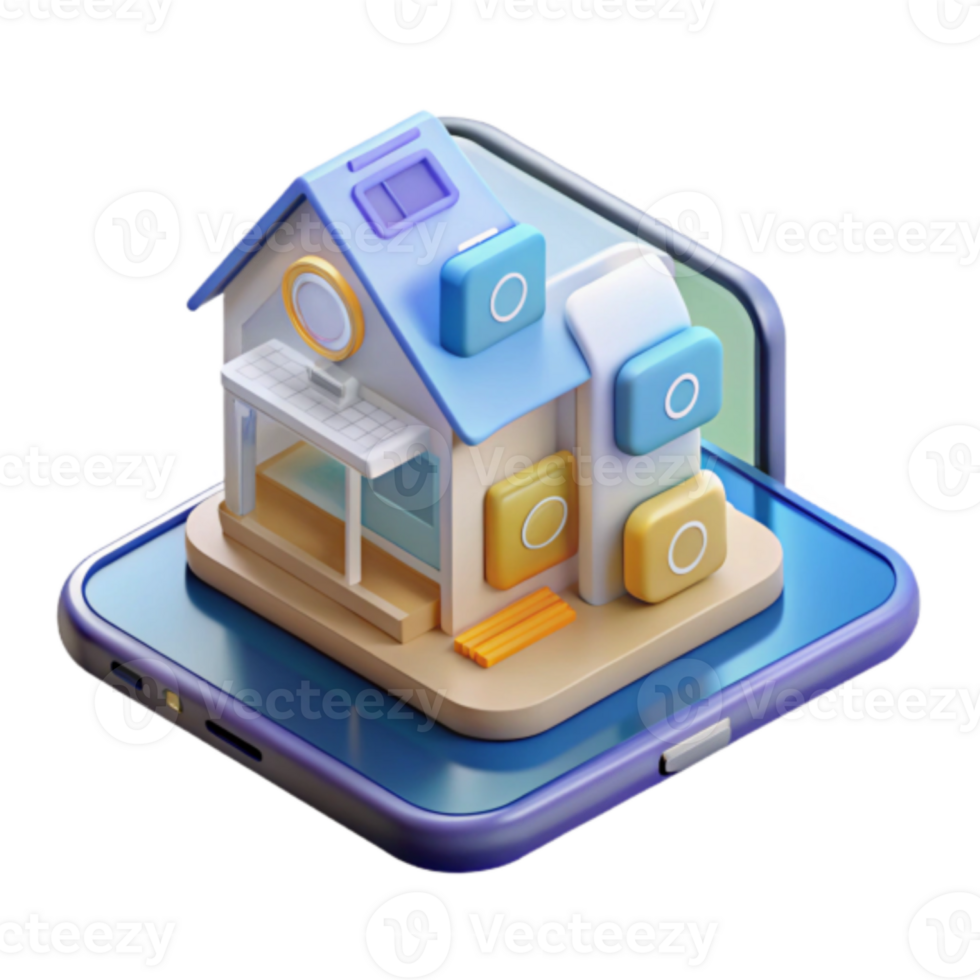 Smart Home Illustration Mobile App Control of House Automation System png
