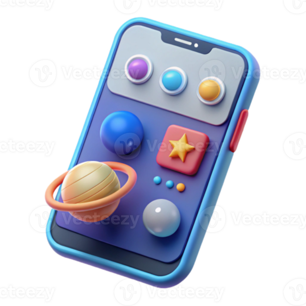 Render of Smartphone App Interface with Planetary Design Elements png