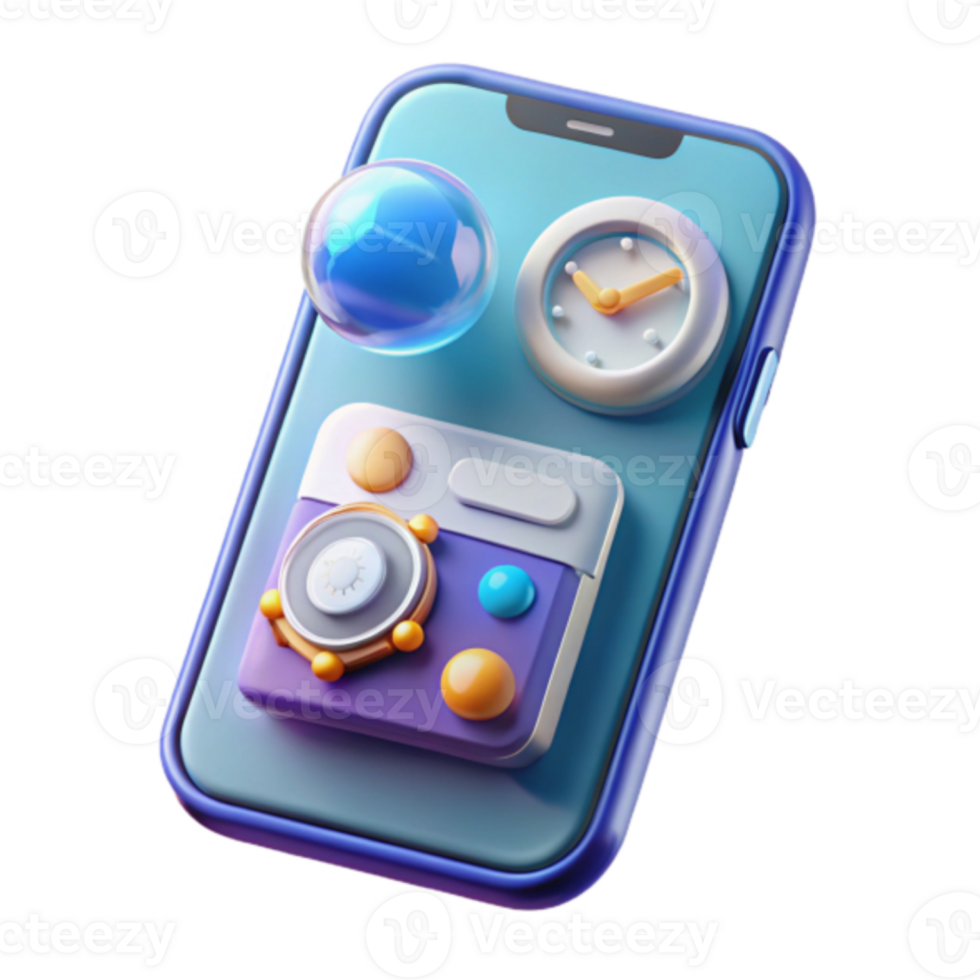 Illustration Smartphone App Interface Design with Clock and Orb png