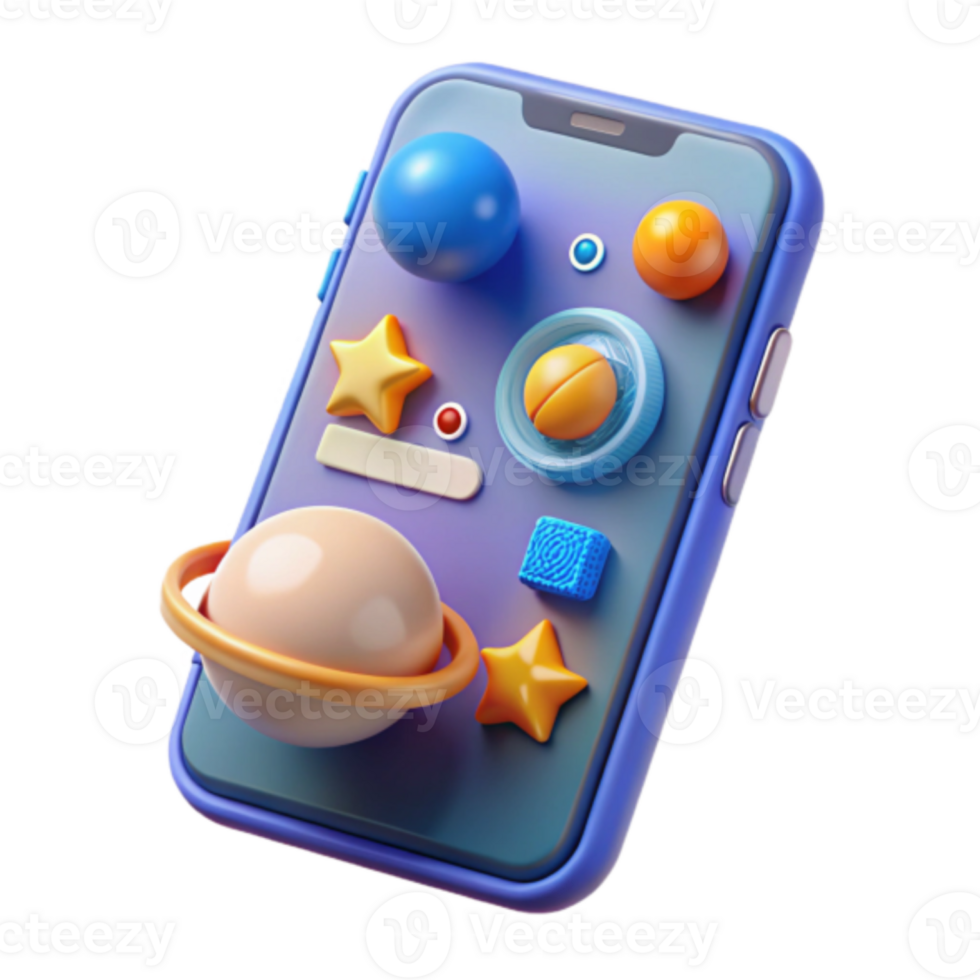 Render of a Smartphone with Space Theme UI Design Illustration png