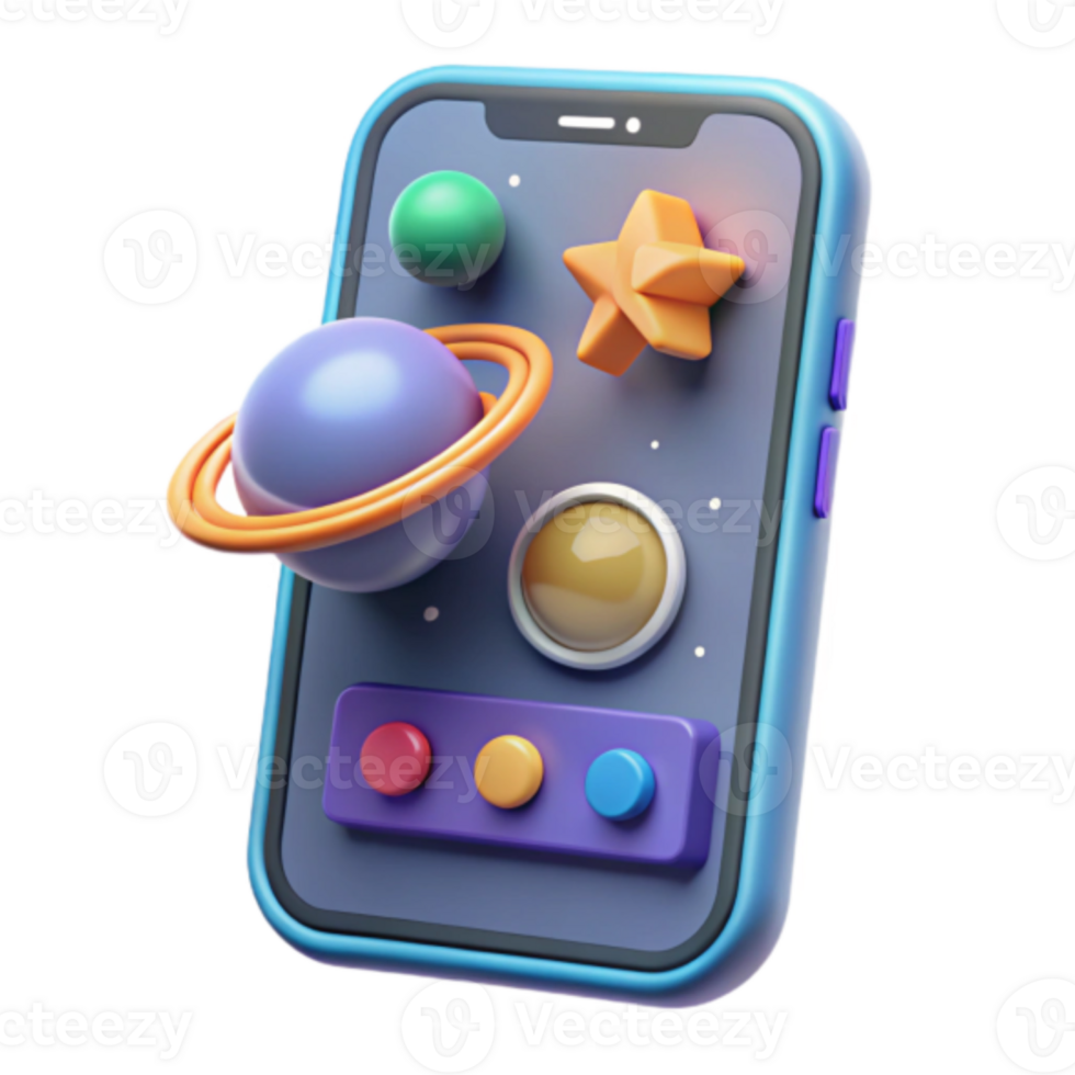 Render of a Smartphone with a Space Theme Illustration png