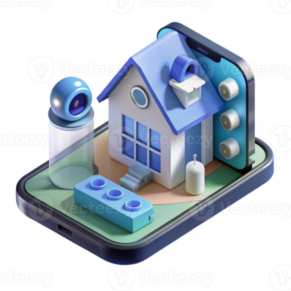 Smart Home Illustration Mobile App Control of Home Security and Automation System png