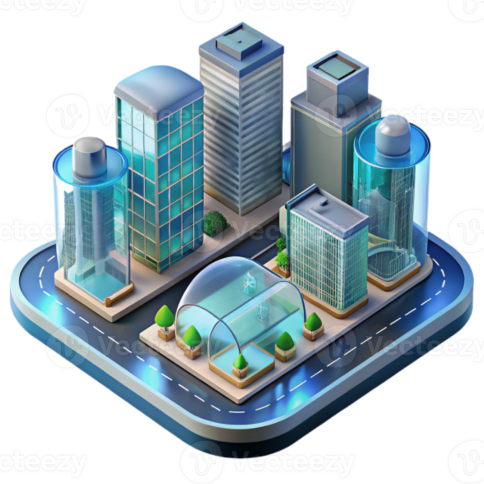 Isometric Cityscape Illustration Modern Buildings Urban Scene Design png