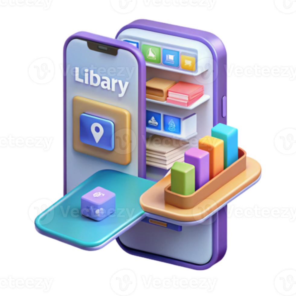 Illustration Mobile Library App Interface Design Books Data Analytics png