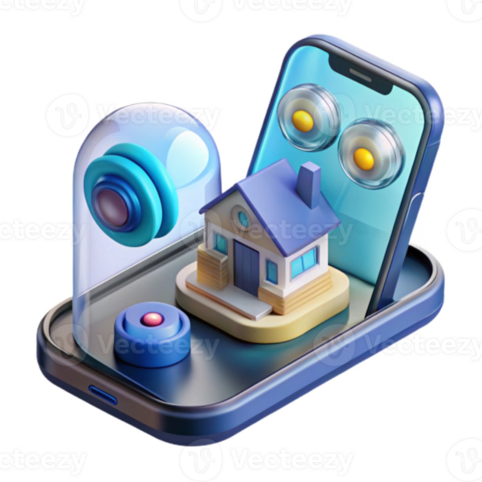 Smart Home Security System Illustration Mobile App Home Monitoring png