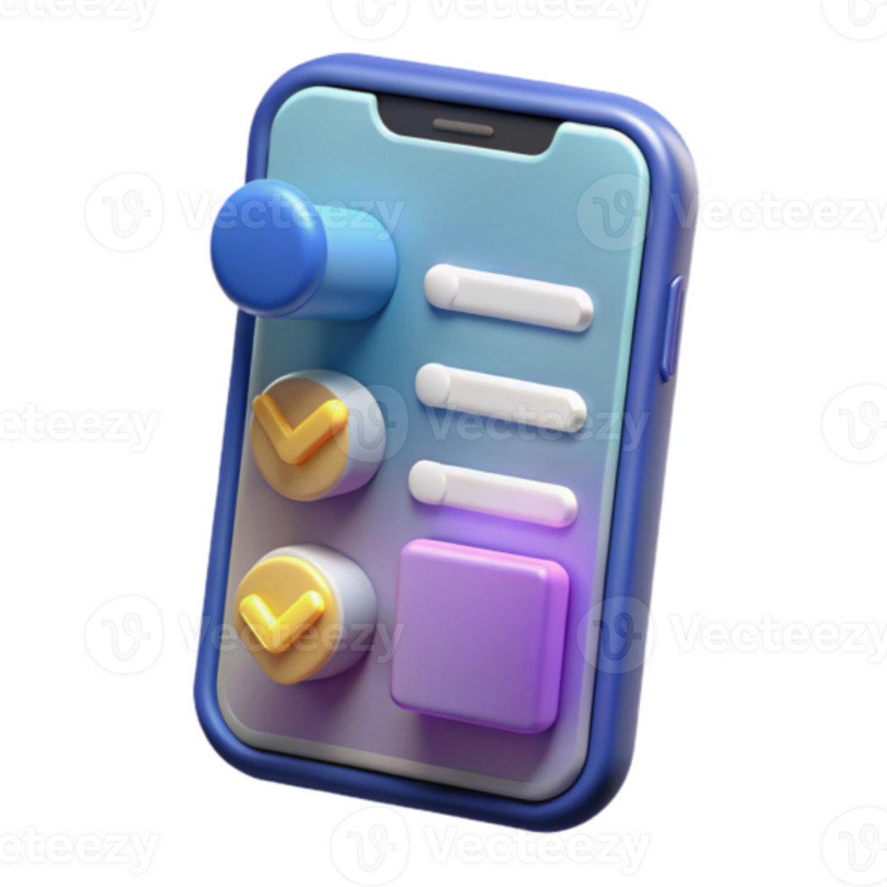 Render of Mobile App Interface with Checkboxes and Buttons png