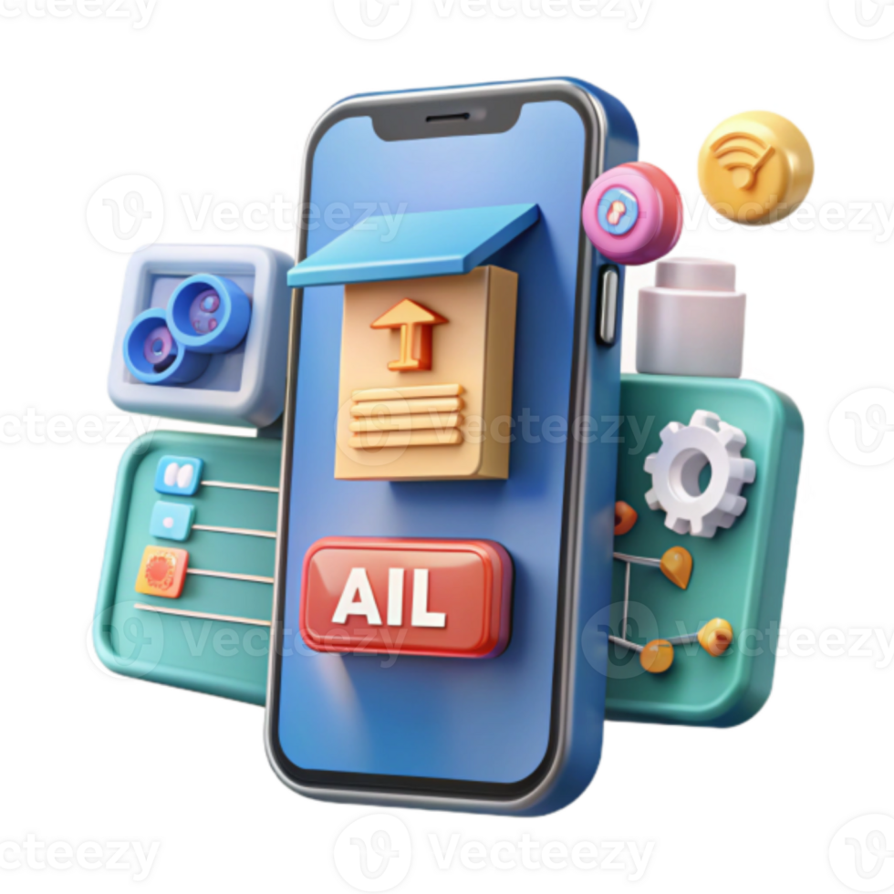 Illustration Smartphone AI Mobile App Interface Design png