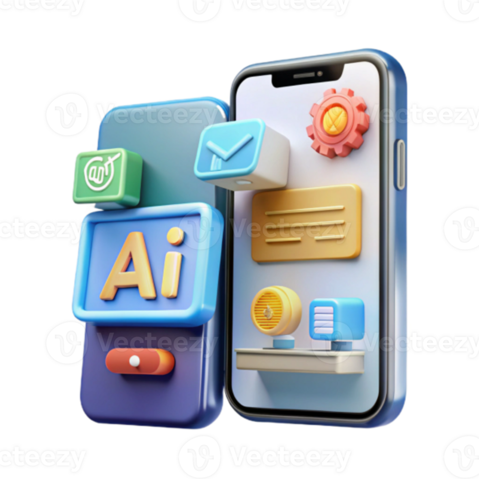 Render of AI Smartphone App Interface Illustration png
