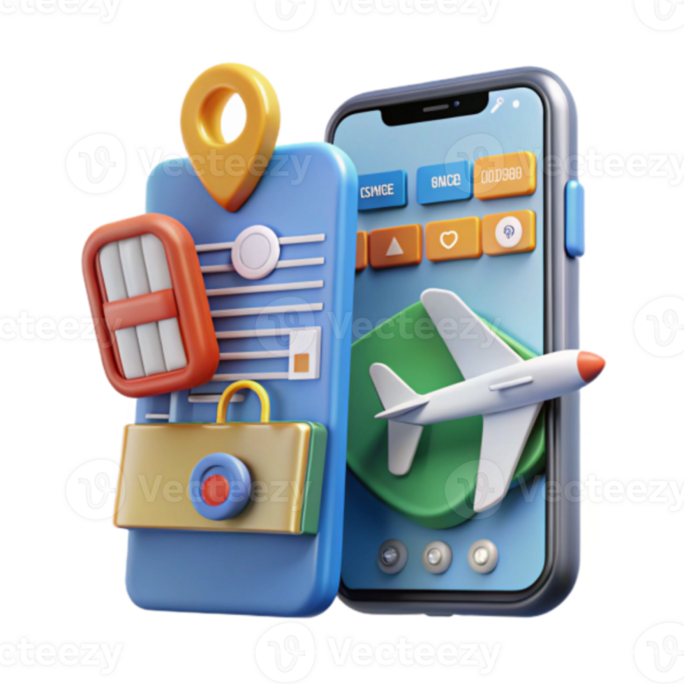 Illustration Travel App Mobile Interface Airplane Shopping Location png