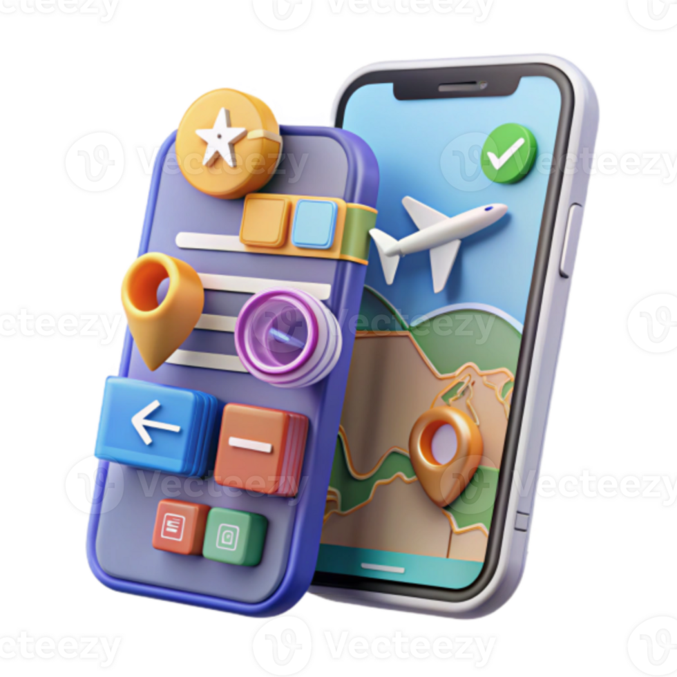 Illustration Travel App Interface Mobile Phone Navigation Map png