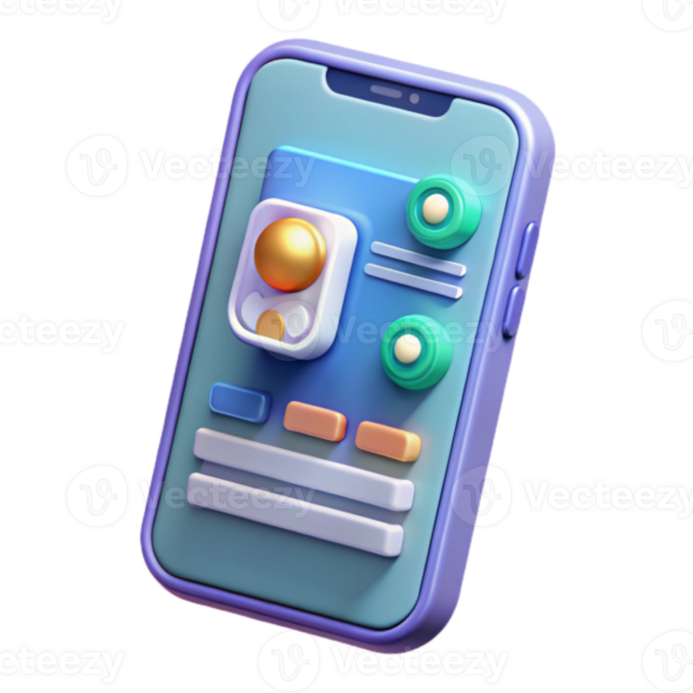 Render of a Modern Smartphone Interface Design Illustration png