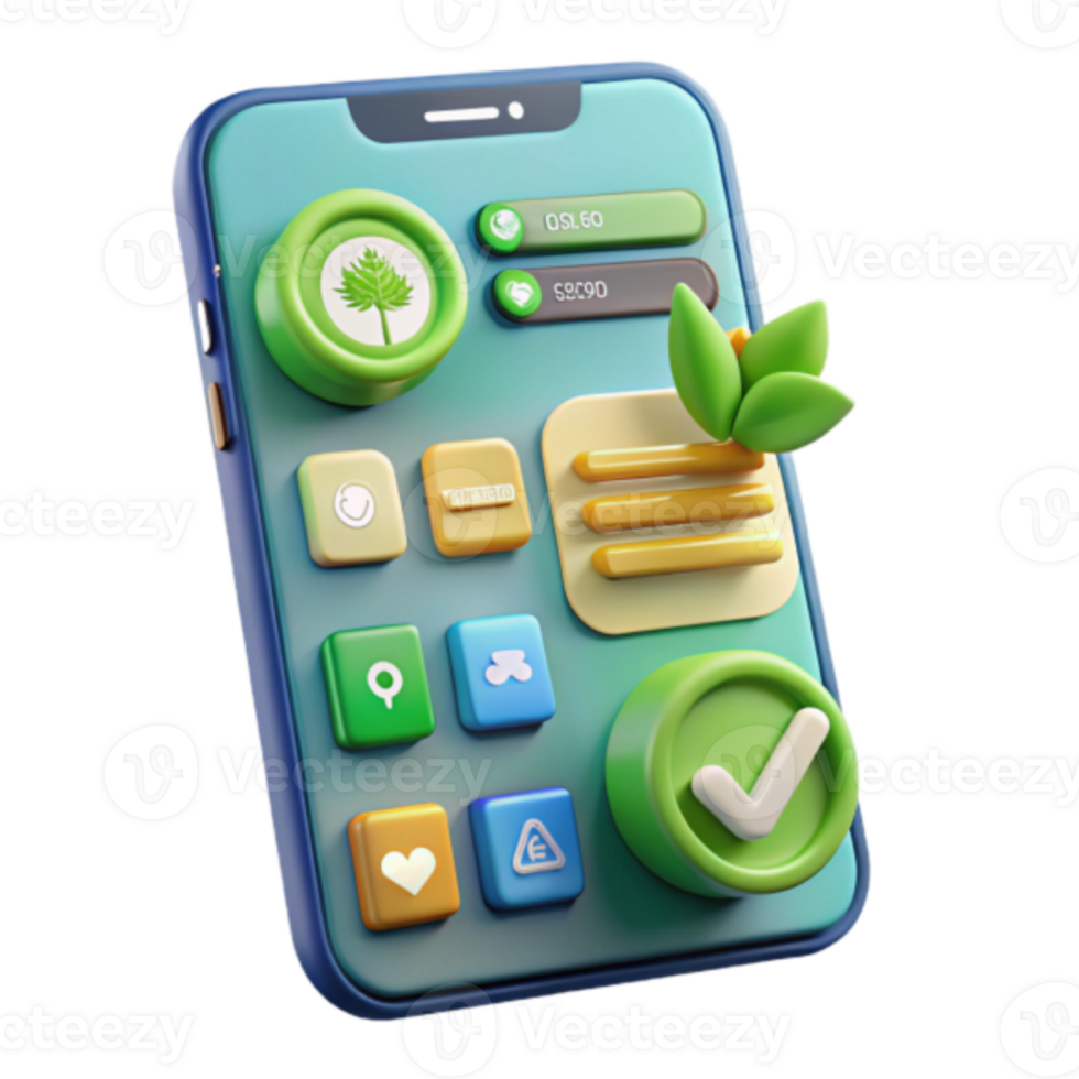 Eco-Friendly App Interface Render Illustration png