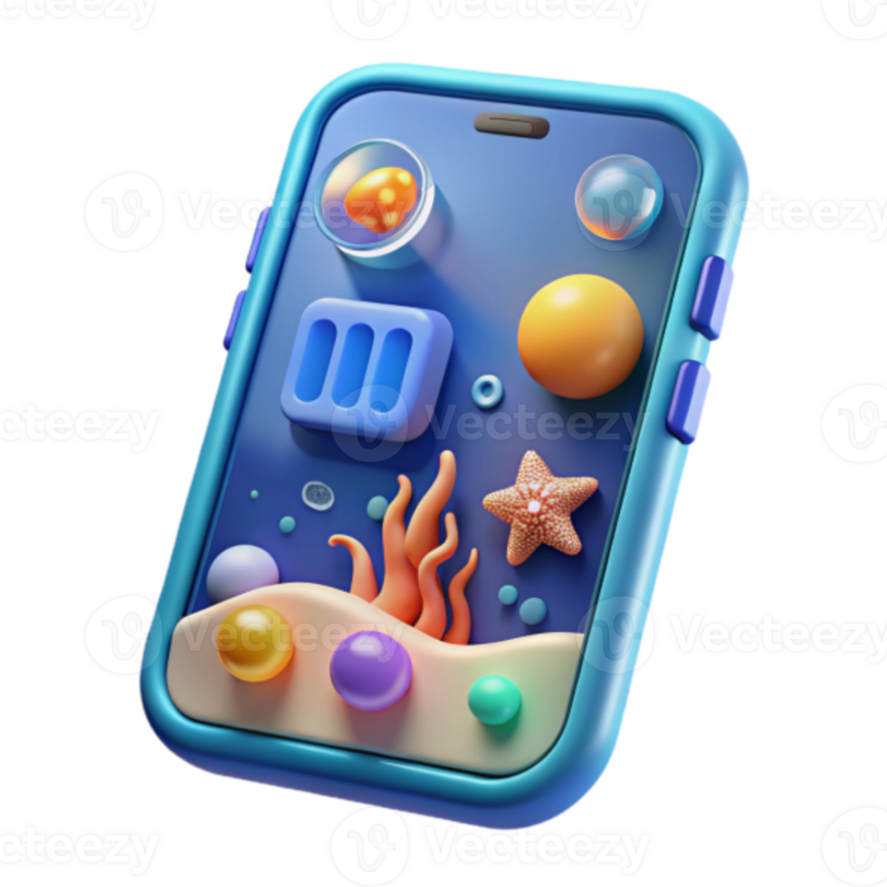Render of a Smartphone with Underwater Theme Illustration png