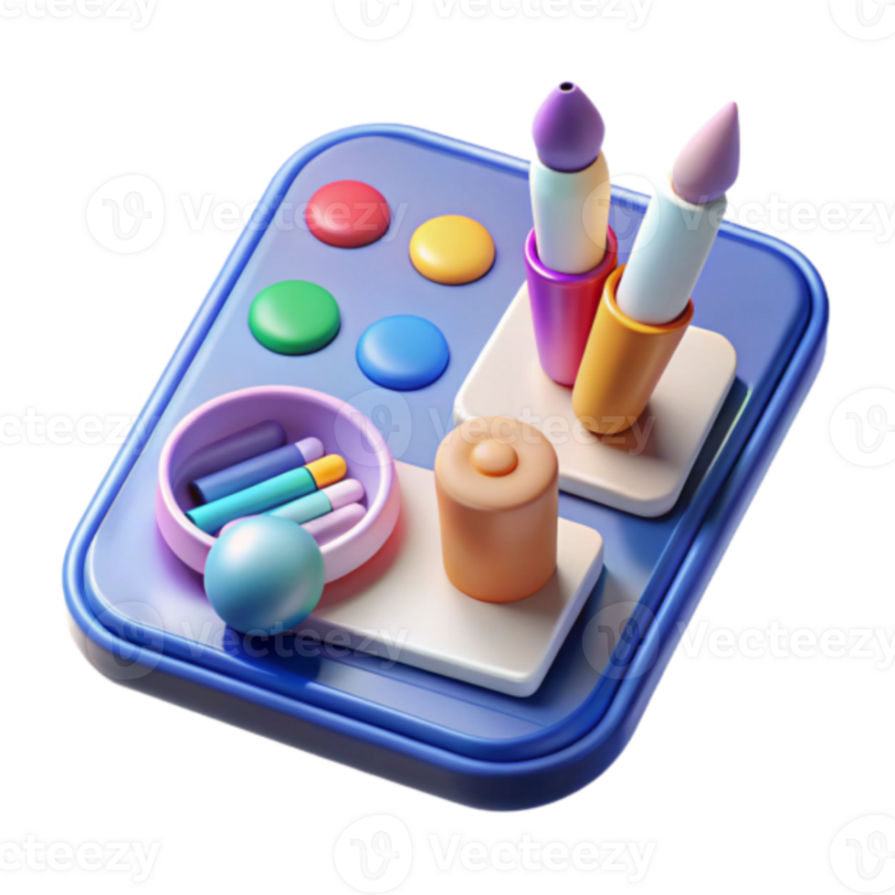 Vibrant Render of Colorful Art Supplies Palette png