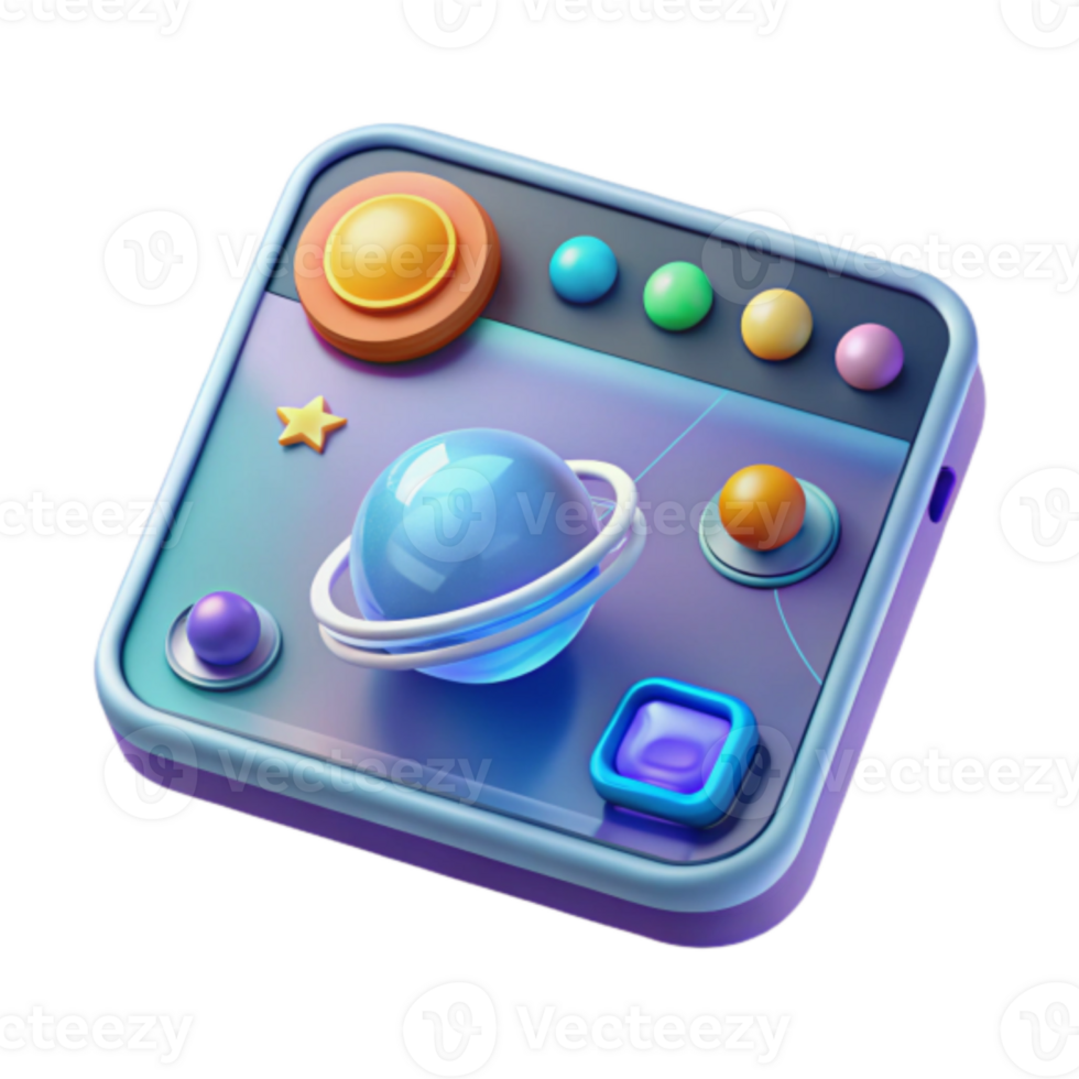 Render of a Colorful Space-Themed App Interface Illustration png