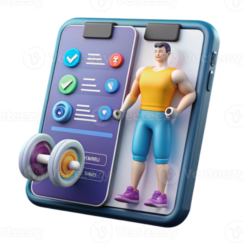 Illustration Fitness App Dumbbell Workout Mobile Application png