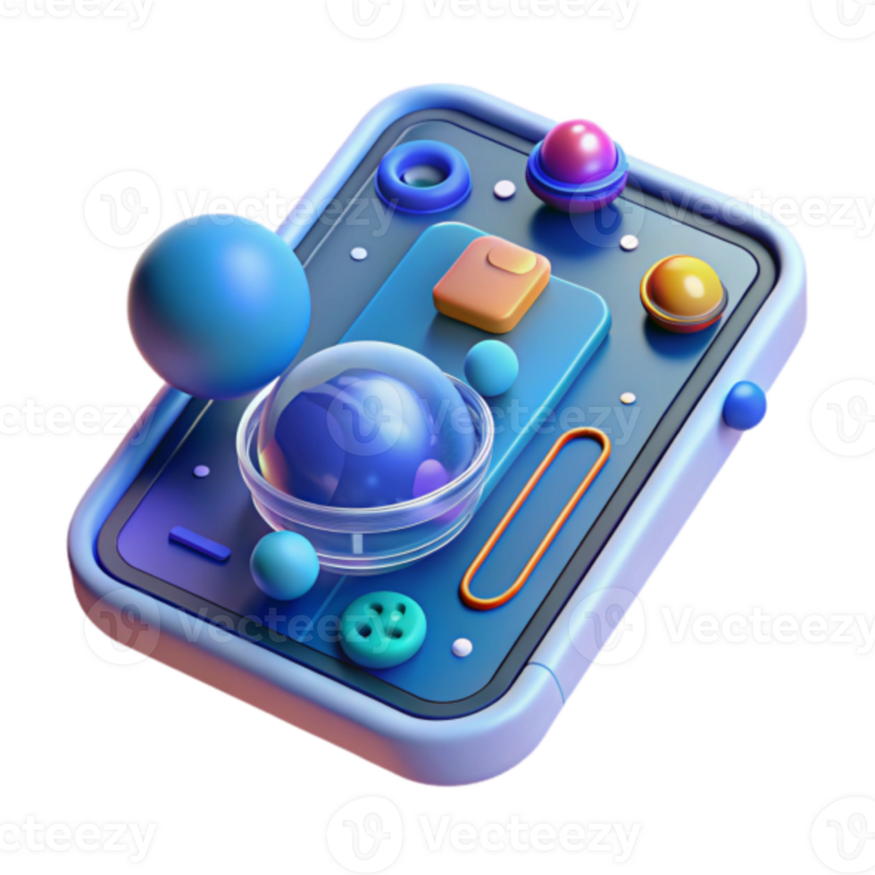 Abstract Render of Colorful Spheres on a Phone Screen png