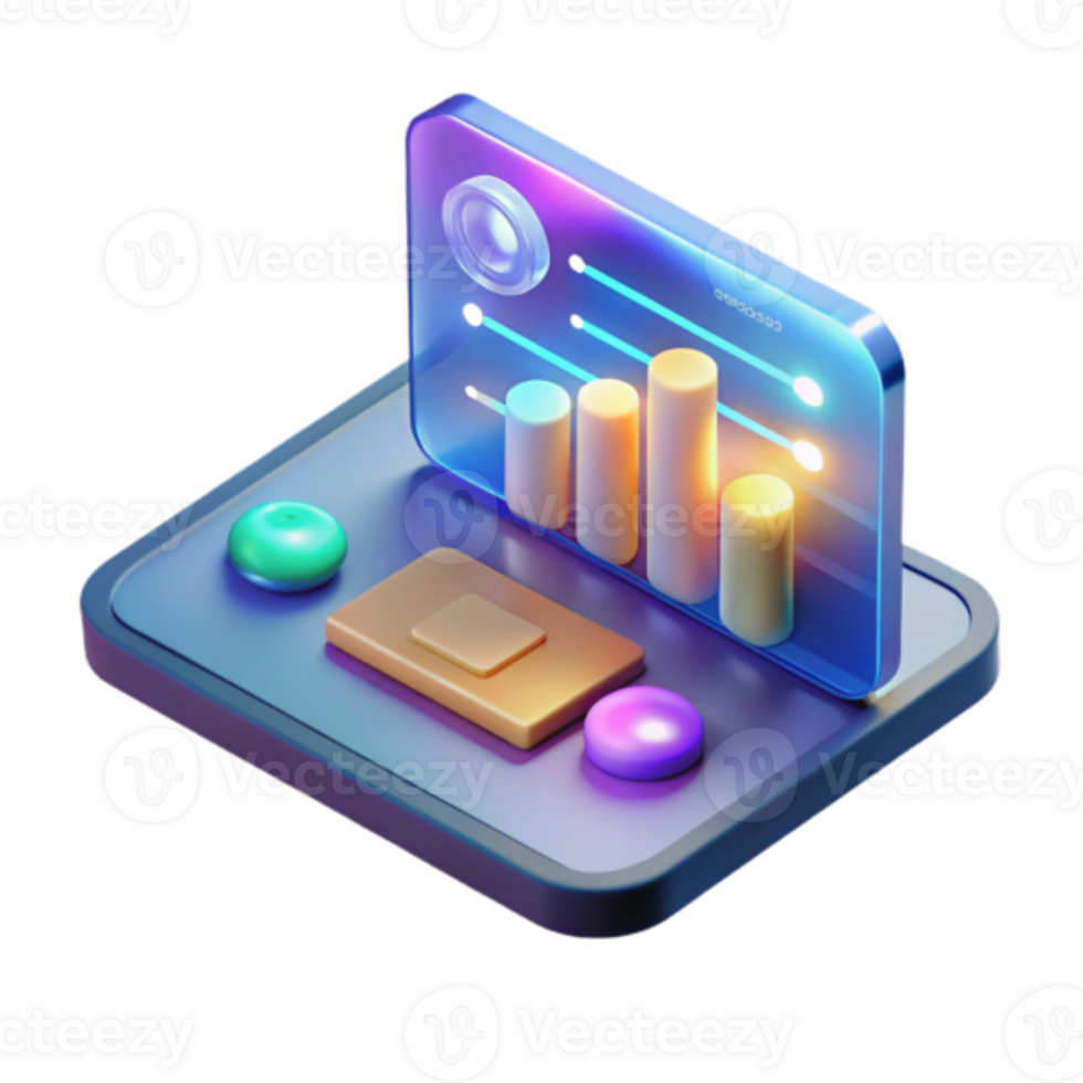 Isometric Graphic of Colorful Data Visualization Interface png
