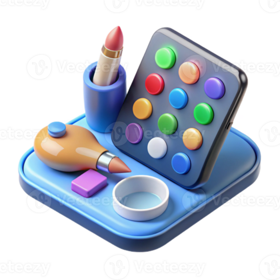 Vibrant Render of Makeup and Art Supplies png