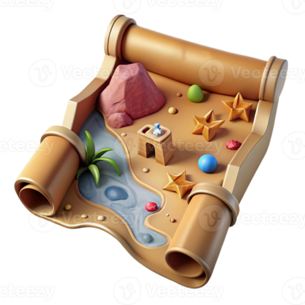 Whimsical Scroll Illustration A Treasure Map Adventure png