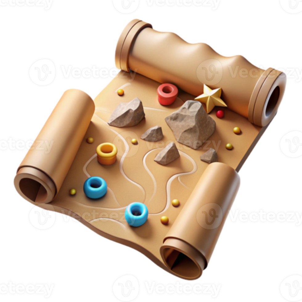 Render of a Treasure Map Scroll Illustration png
