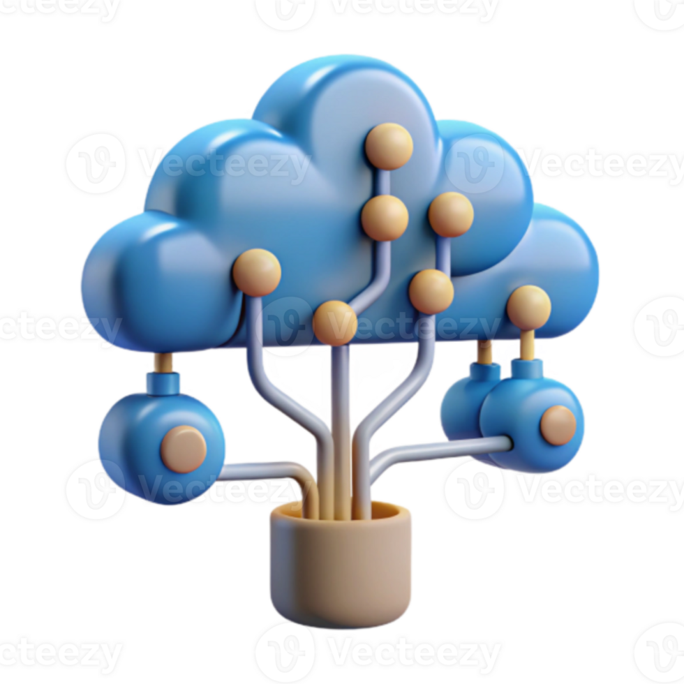 Illustration Cloud Computing Network Tree png