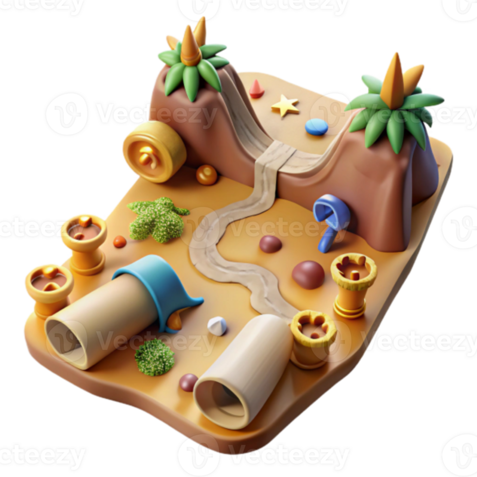 Whimsical Render of a Playful Cartoon Landscape png