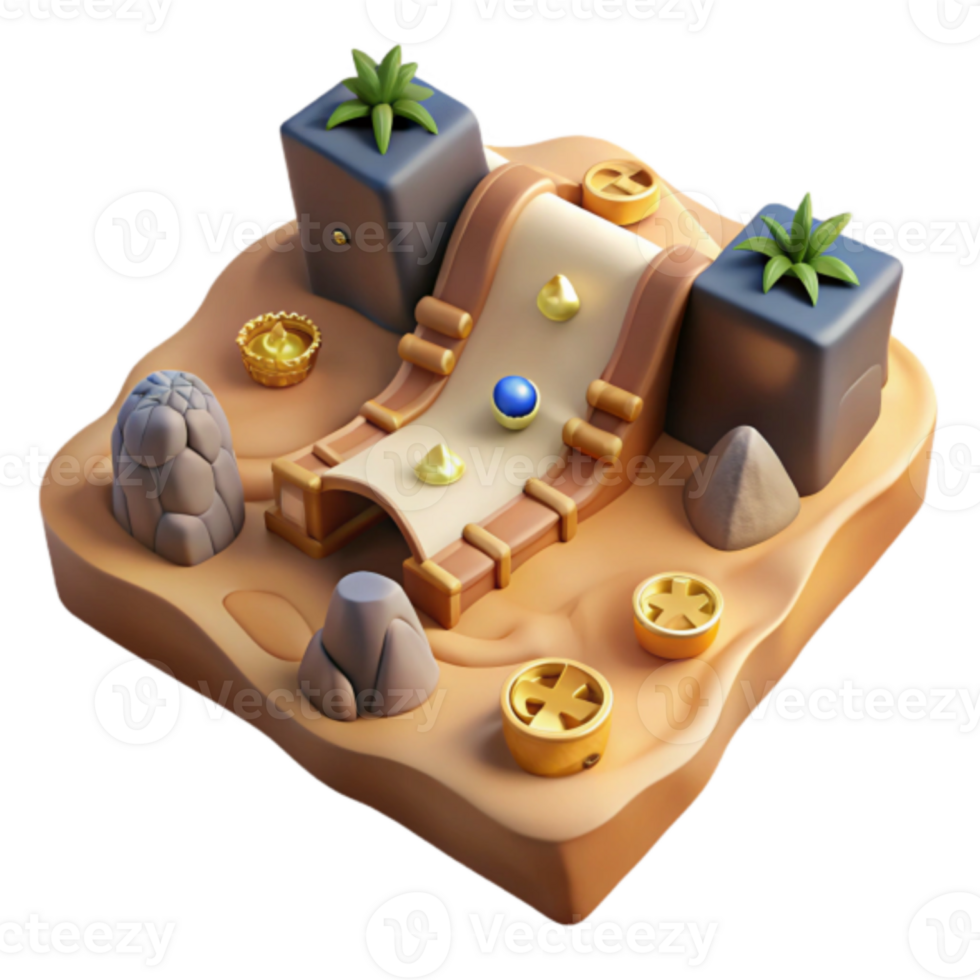 Render Desert Oasis Game Design Element Illustration png