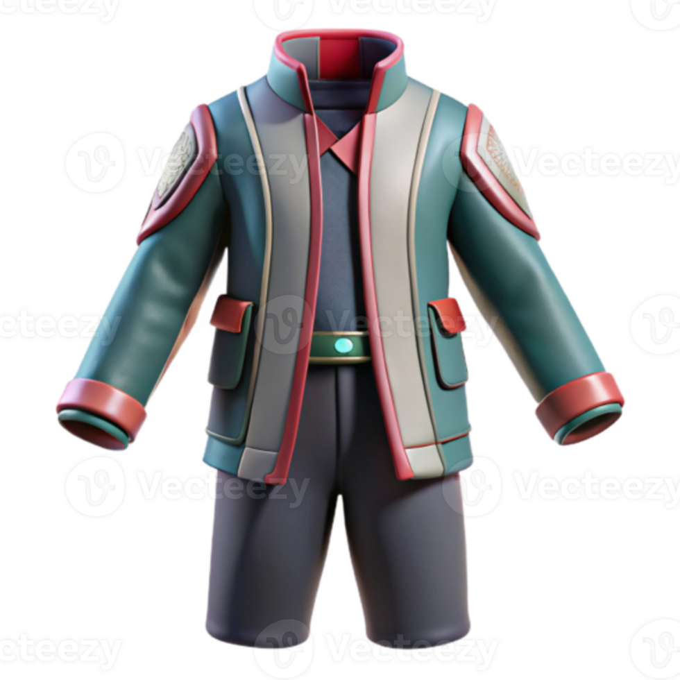 Render of Stylish Cartoon Outfit Jacket and Shorts Design png