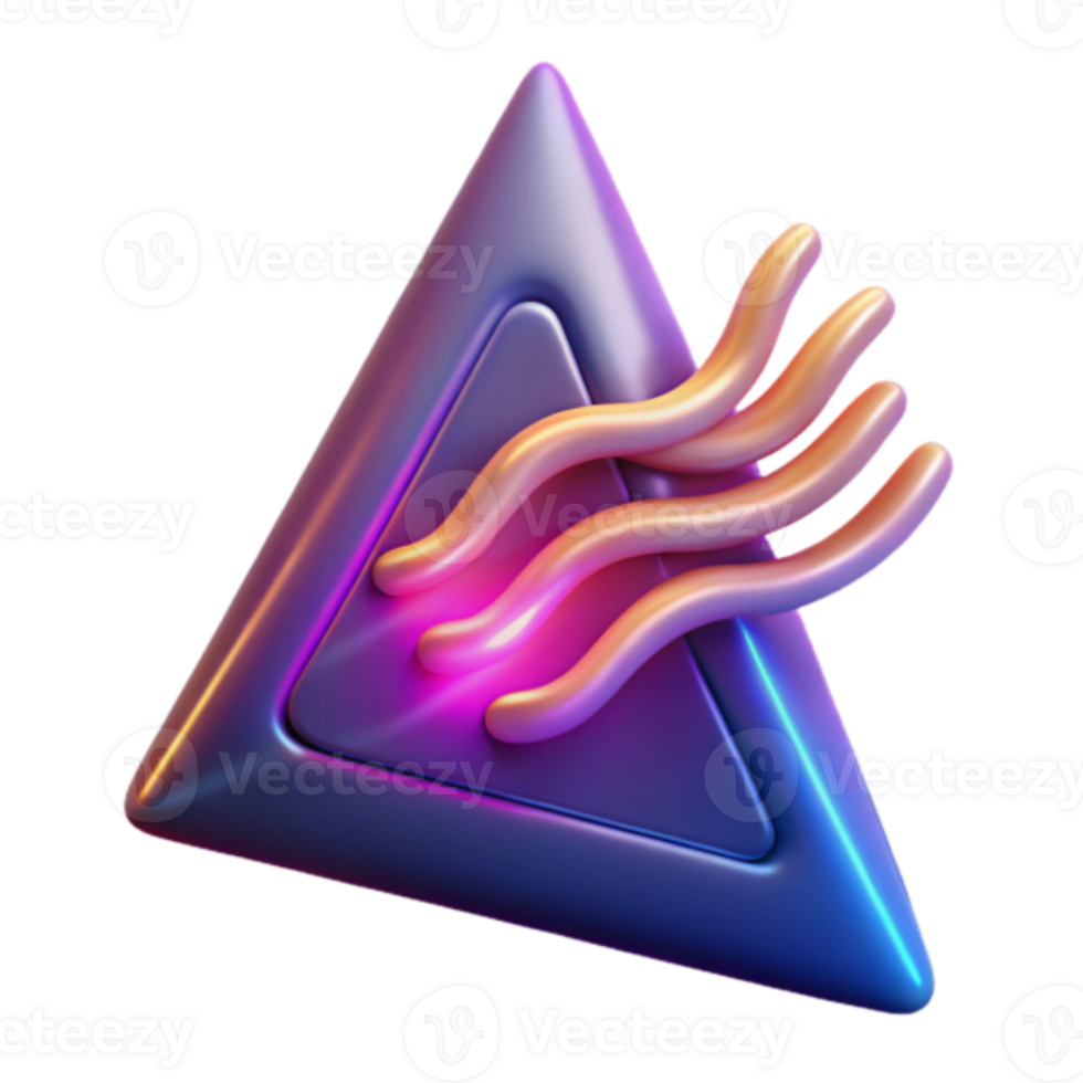 Abstract Render of a Triangular Geometric Shape with Flowing Lines png