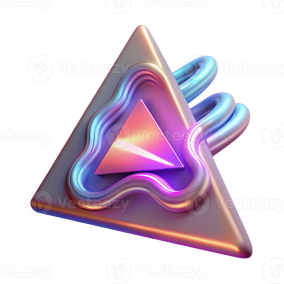 Abstract Render of Iridescent Triangle with Fluid Shapes png