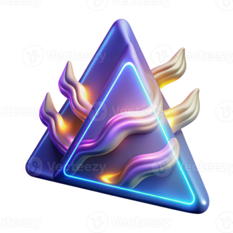 Abstract Triangular Background with Neon Glow and Wave Design png