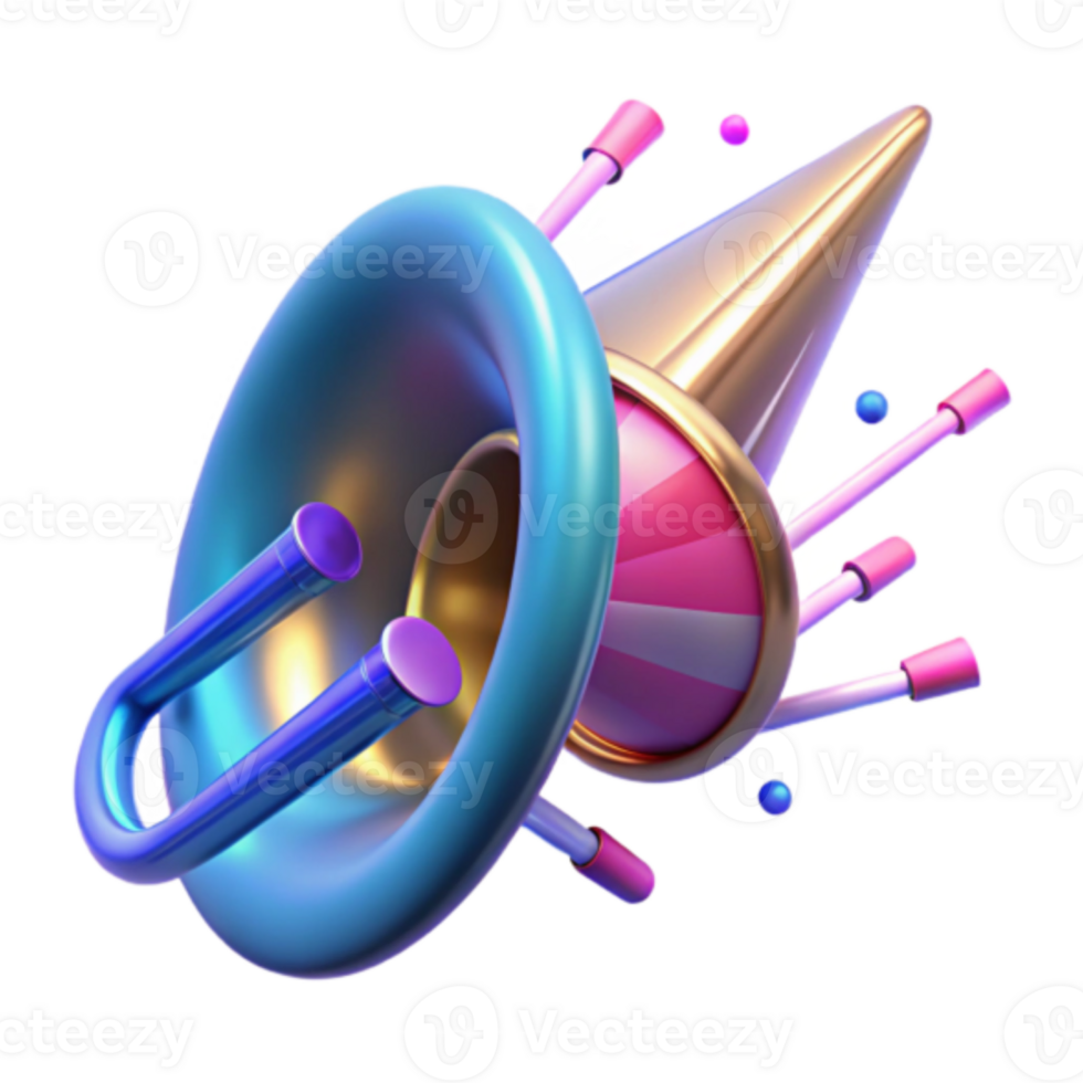 Vibrant Render of Abstract Musical Instrument png