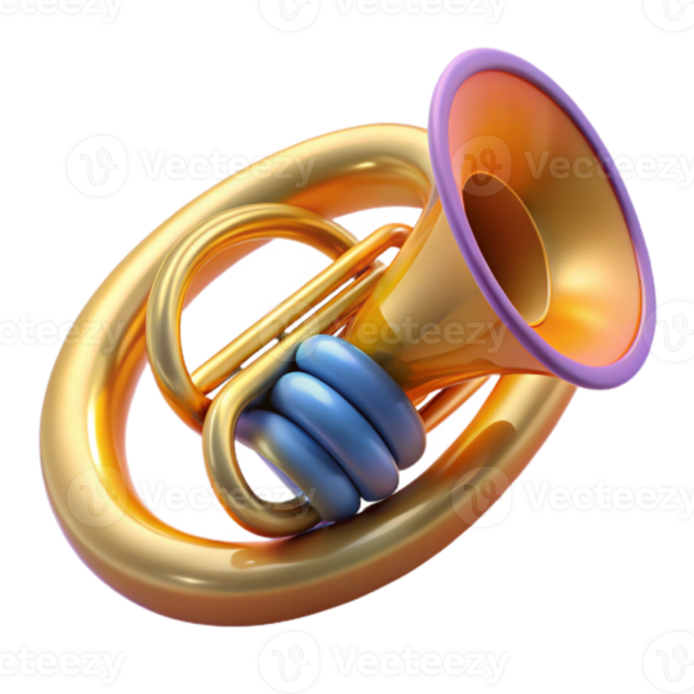 Vibrant Render of a Golden Euphonium png