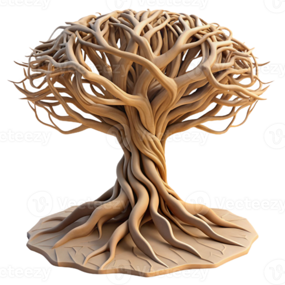 Intricate Render of a Twisted Tree Abstract Background Illustration png