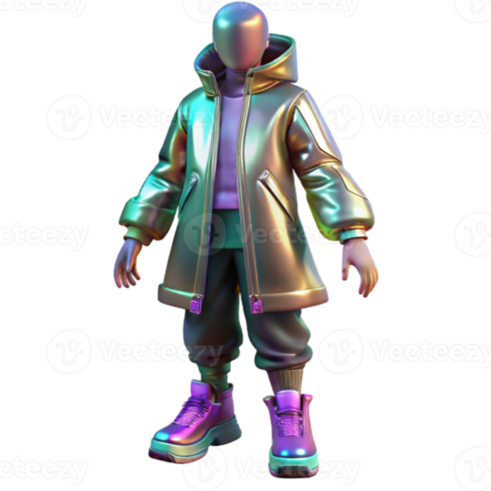 Iridescent Render of a Fashionable Outfit Futuristic Clothing Design png
