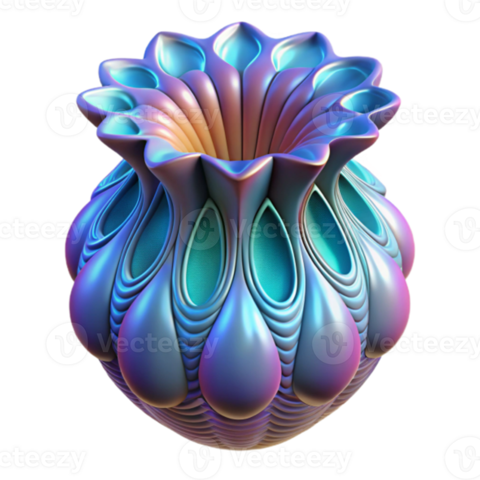 Abstract Render of Ornate Vase with Iridescent Texture png