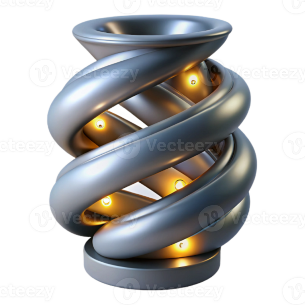 Spiral Abstract Render Illuminated Metal Sculpture png