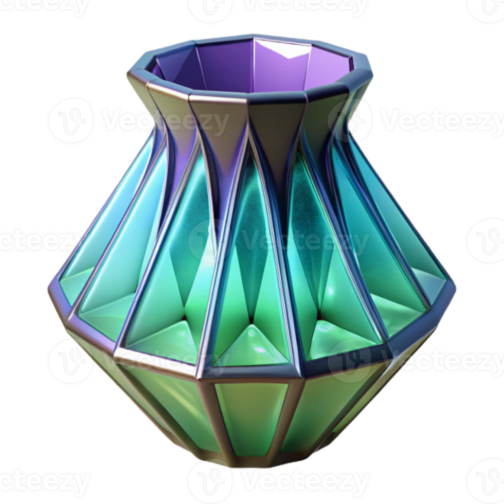 Iridescent Render of a Faceted Glass Vase png