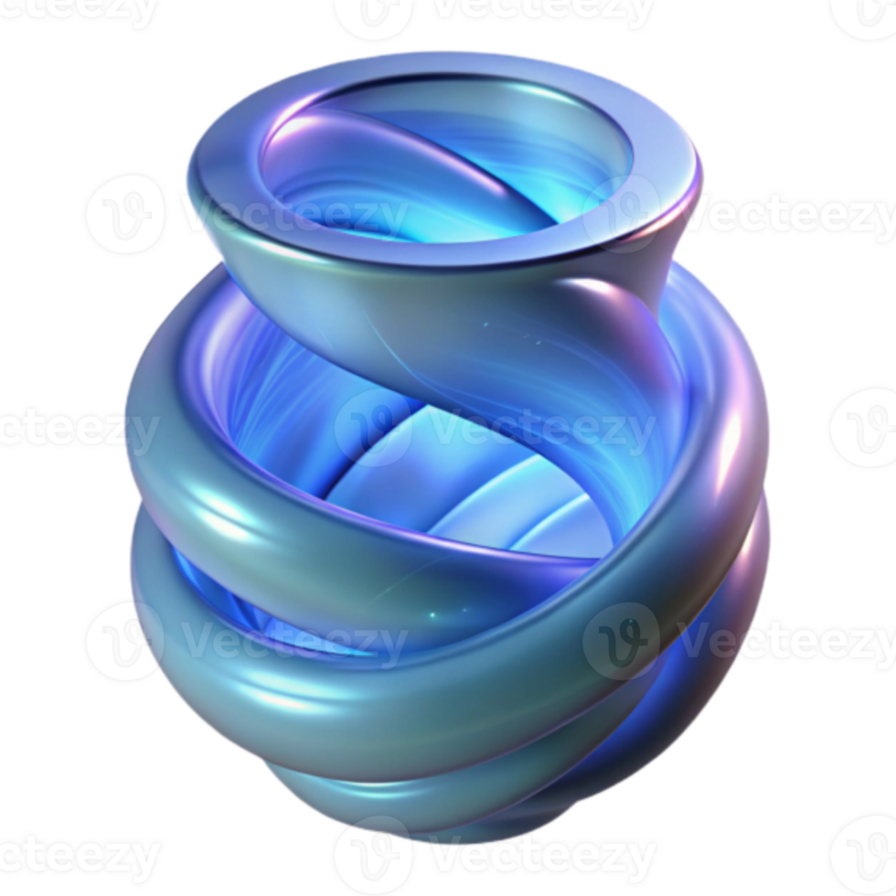 Abstract Render of Intertwined Glowing Rings, Blue Purple Iridescent Texture png