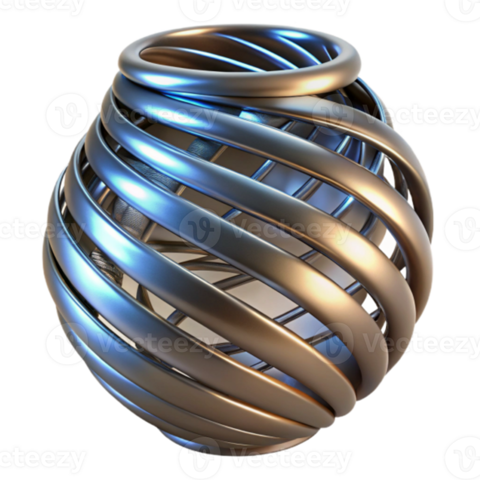 Abstract Render of a Metallic Spiral Orb png