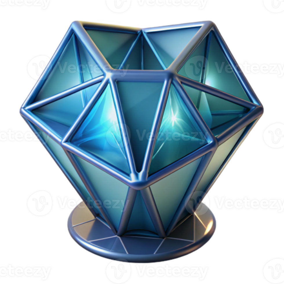 Render Jewel Gem Blue Facet Geometric Crystal Abstract Background Image png