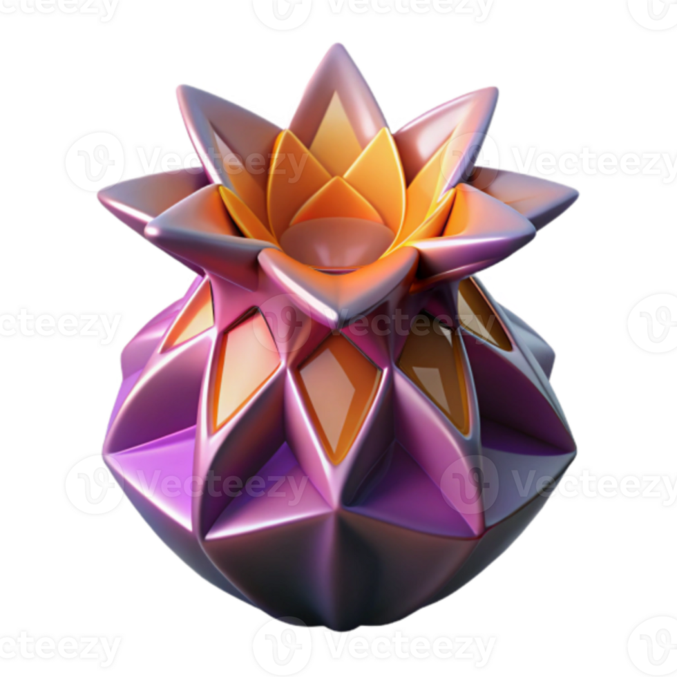 Render Abstract Geometric Flower Vase Design Purple Orange Gradient png
