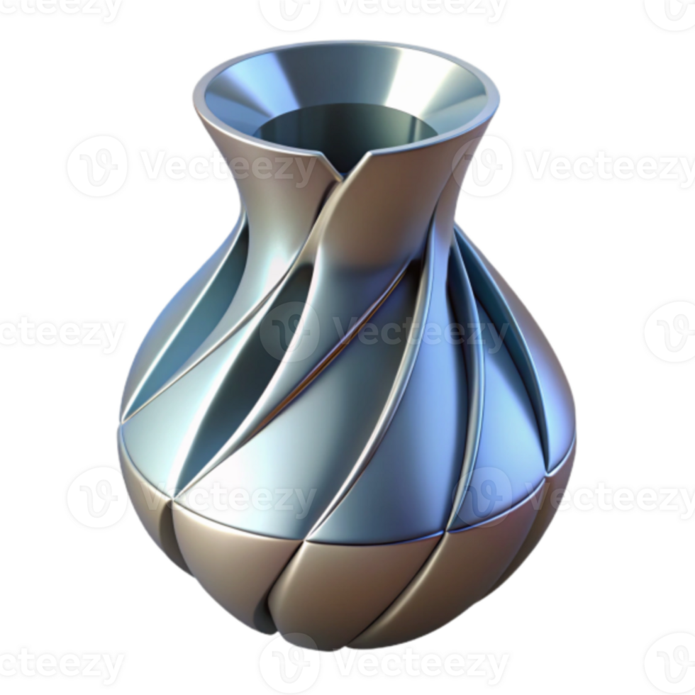 Abstract Render of a Swirling Metal Vase png
