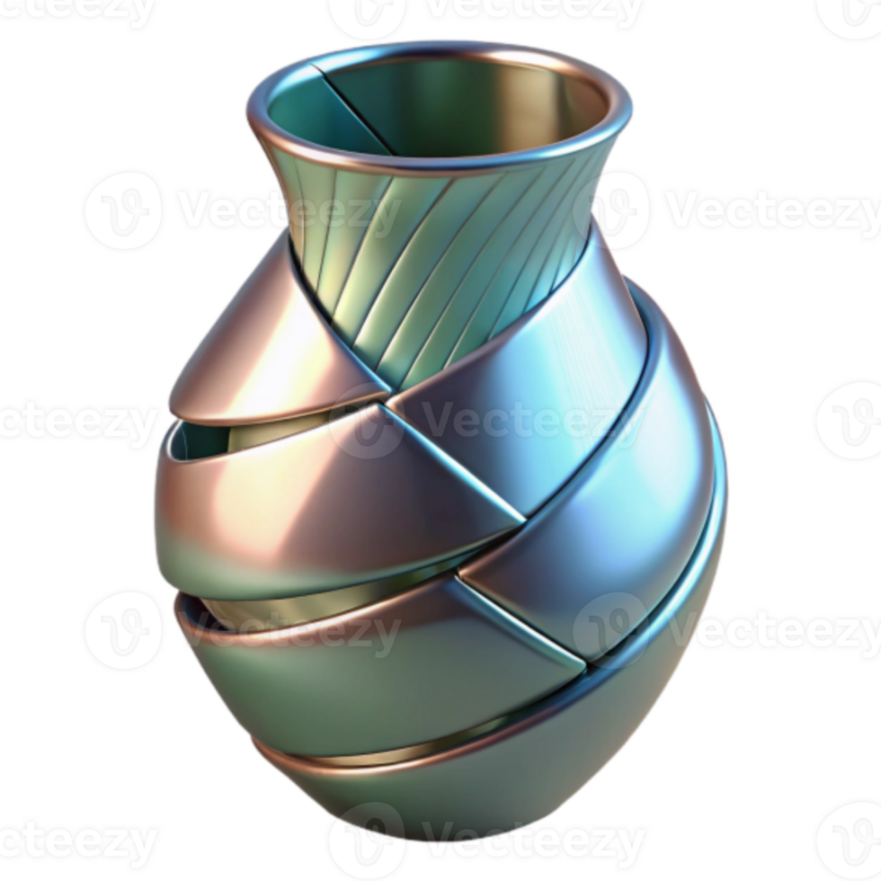 Abstract Render of a Metallic Vase with Geometric Design png